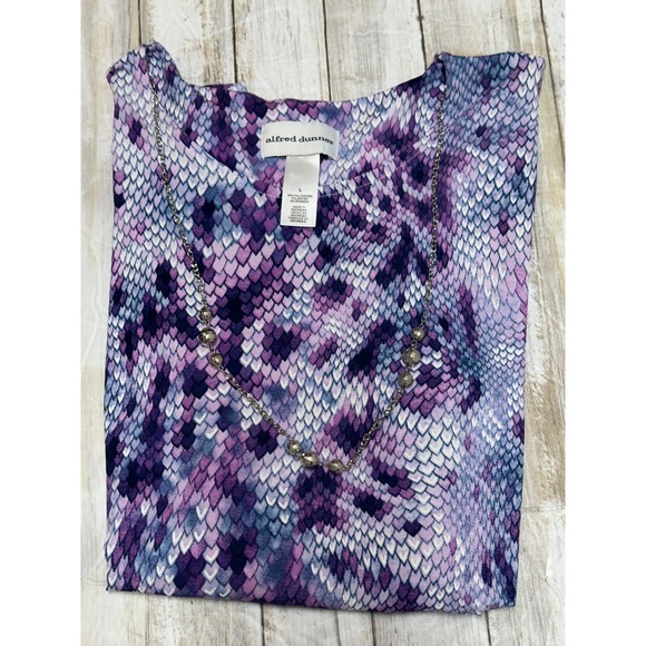 Alfred Dunner Tops - Alfred Dunner Women's Purple Snake Print Tunic Top‎ 3/4 Sleeve Size Large